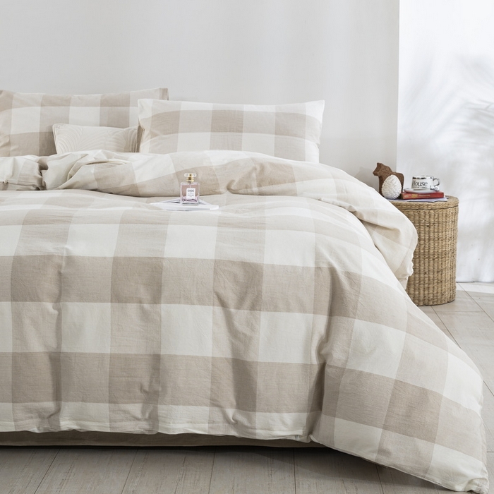 91家纺网 家纺一手货源 找家纺 棉邦 2023新款A类全棉色织水洗棉四件套-第二批 米密大格