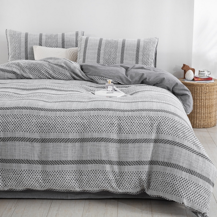 91家纺网 家纺一手货源 找家纺 棉邦 2024新品亲肤双层纱四件套 简兮