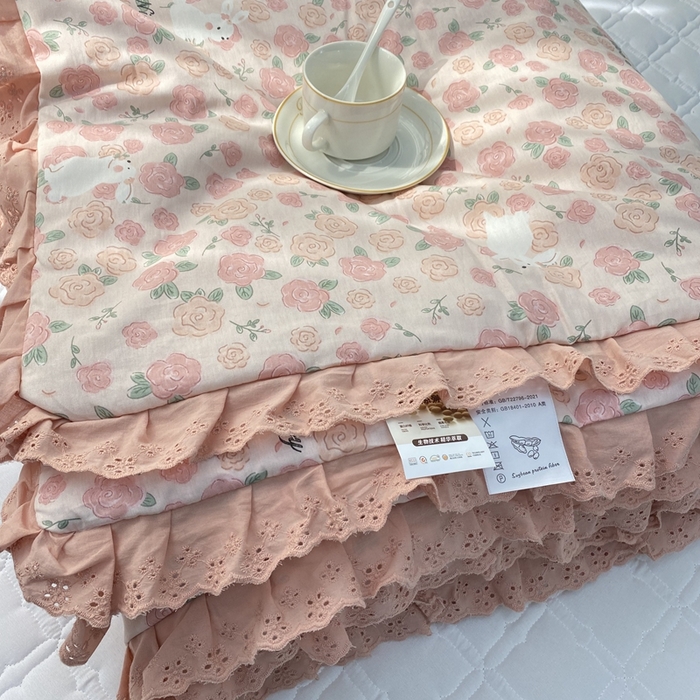 91家纺网 家纺一手货源 找家纺 暖居 2024新款直播全棉夹棉床盖夏被三件套夏凉被 美丽故事