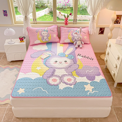 91家纺网 家纺一手货源 找家纺 喜梦缘 2025新款0.5大版卡通乳胶凉席三件套 星戴露