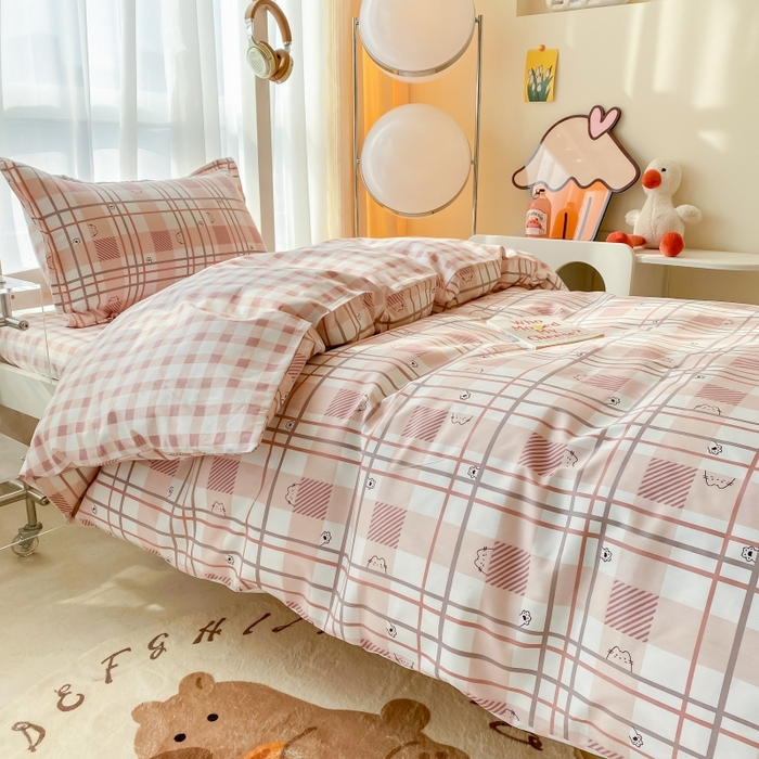 91家纺网 家纺一手货源 找家纺 棉造2023新款13372纯棉学生宿舍上下床套件全棉三件套六件套甜咪咪