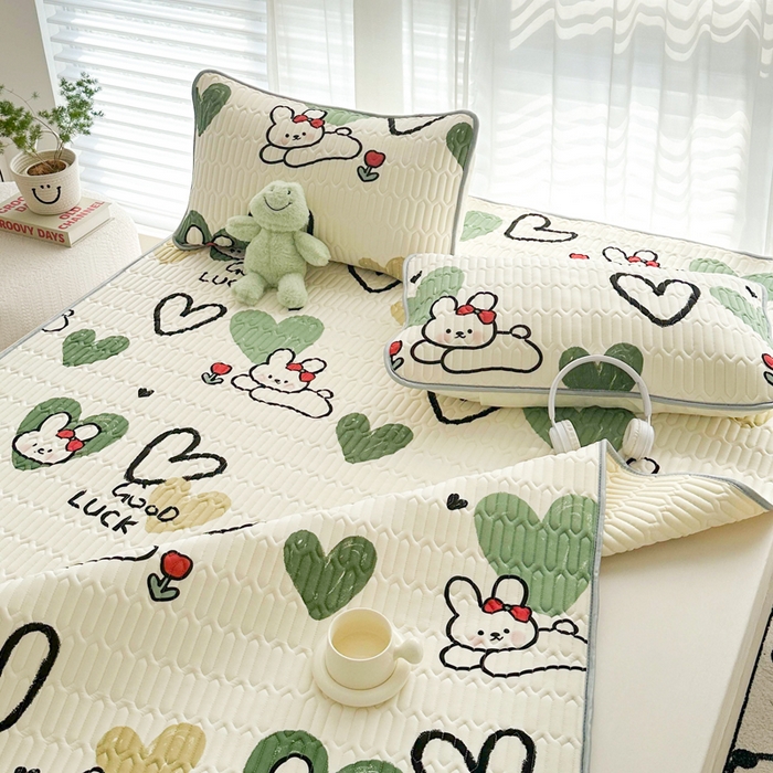 91家纺网 家纺一手货源 找家纺 贝扬思家纺 2024新款BYS凉感丝乳胶凉席 奇缘小兔