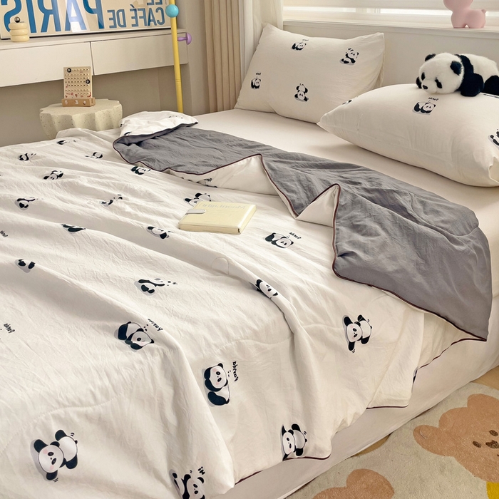 91家纺网 家纺一手货源 找家纺 海岛哥哥 2024新款水洗双层纱超柔单夏被嵌绳款 小熊宝宝