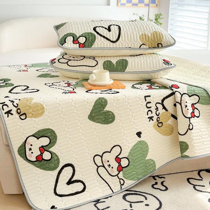 91家纺网 家纺一手货源 找家纺 贝扬思家纺 2024新款BYS凉感丝乳胶凉席 奇缘小兔