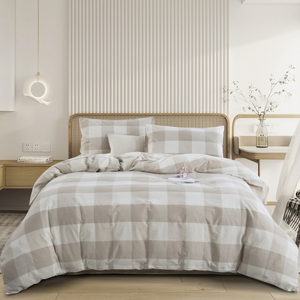 91家纺网 家纺一手货源 找家纺 棉邦 2023新款A类全棉色织水洗棉四件套-第二批 米密大格