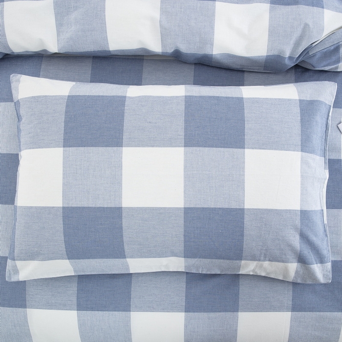 91家纺网 家纺一手货源 找家纺 棉邦 2023新款A类全棉色织水洗棉四件套-第二批 蓝密大格