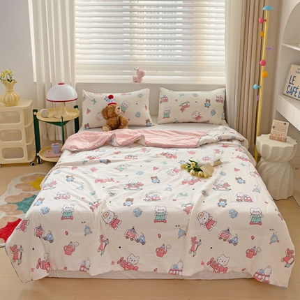 91家纺网 家纺一手货源 找家纺 （总）海岛哥哥 2024新款水洗双层纱超柔单夏被嵌绳款