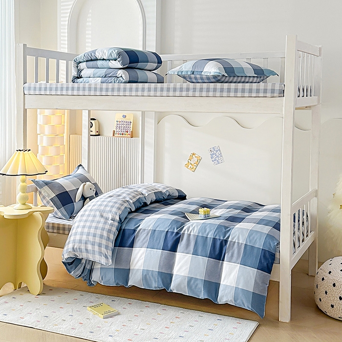 91家纺网 家纺一手货源 找家纺 棉造2023新款13372纯棉学生宿舍上下床套件全棉三件套六件套艾瑞斯