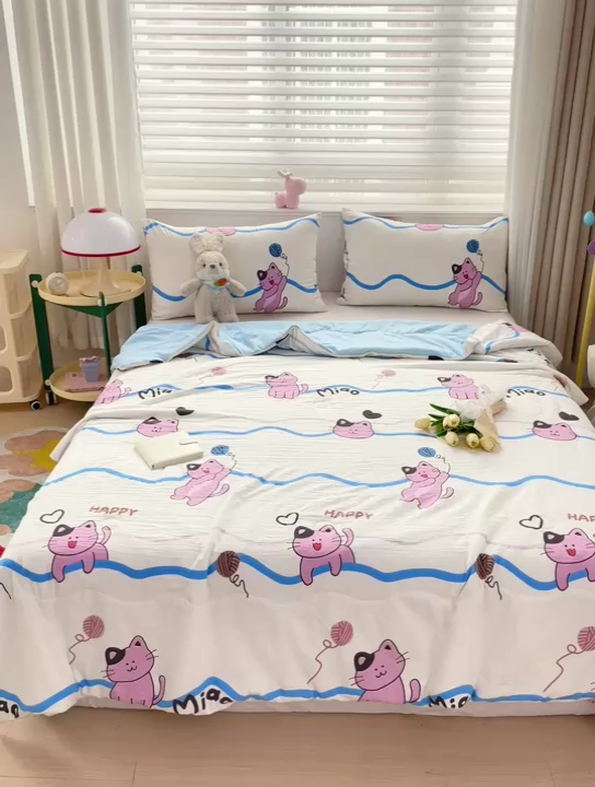 91家纺网 家纺一手货源 找家纺 海岛哥哥 2024新款水洗双层纱超柔单夏被嵌绳款 遇见浪漫