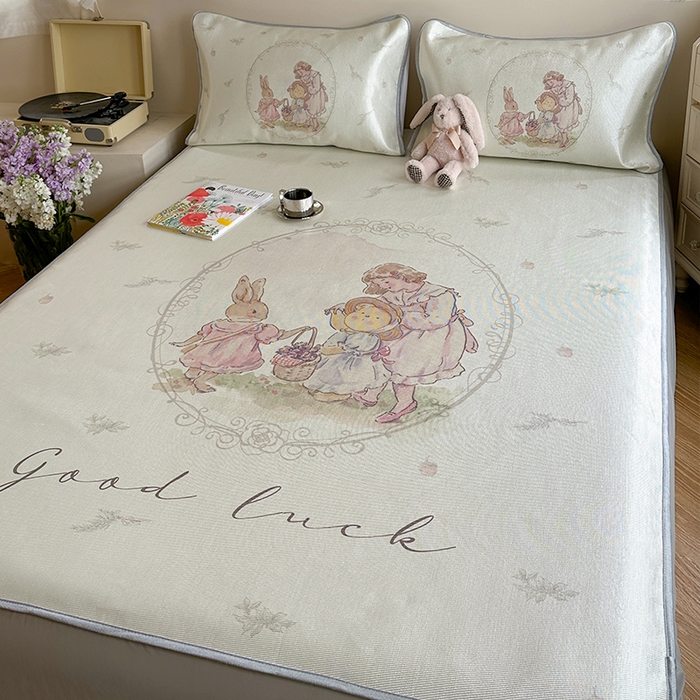 91家纺网 家纺一手货源 找家纺 萝莉家纺 2024新款大版冰丝凉席床席床笠款 去摘蓝莓吧-床笠款