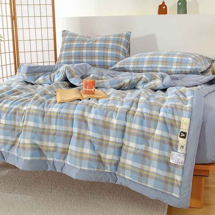 91家纺网 家纺一手货源 找家纺 迪乐妮家居 2024新款色织全棉夏被四件套 莫妮兰