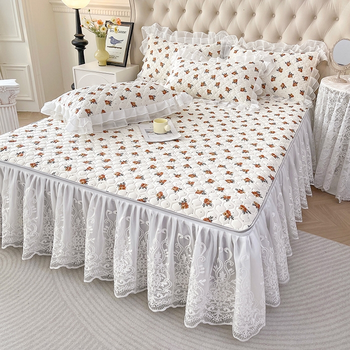 91家纺网 家纺一手货源 找家纺 虹星家纺 2024新款凉感丝印花可拆床裙套件-三件套 繁花集序