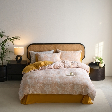 91家纺网 家纺一手货源 找家纺 （总）安莱生活 2025新款蔷薇物语色织双层纱大提花基础款四件套