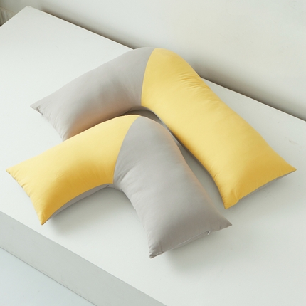 星芯合家纺 2024新款懒床熟睡陪伴抱枕L型 拼色款 L型多功能软枕 黄灰拼