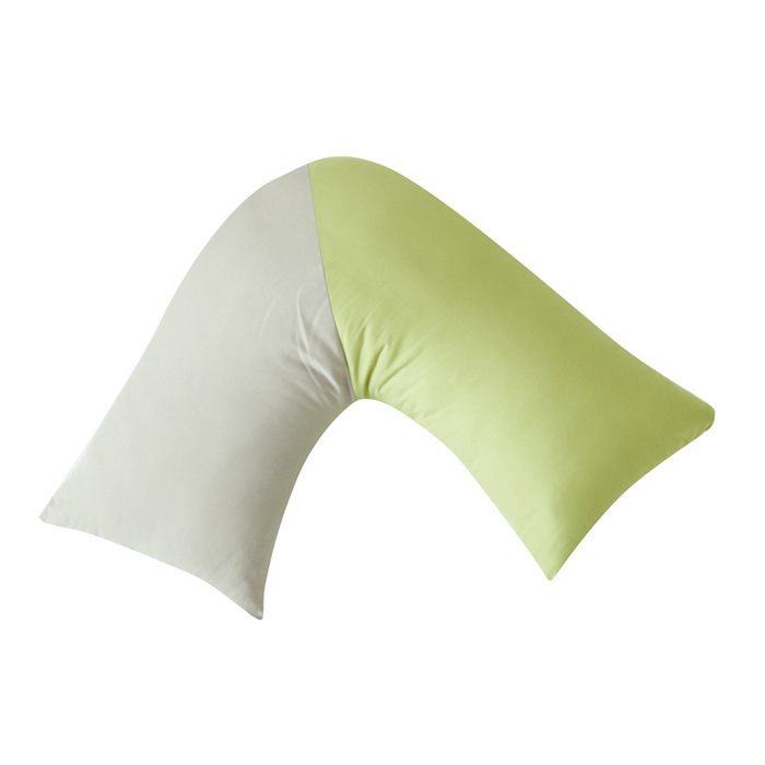 91家纺网 家纺一手货源 找家纺 星芯合家纺 2024新款懒床熟睡陪伴抱枕L型 拼色款 L型多功能软枕 灰绿拼