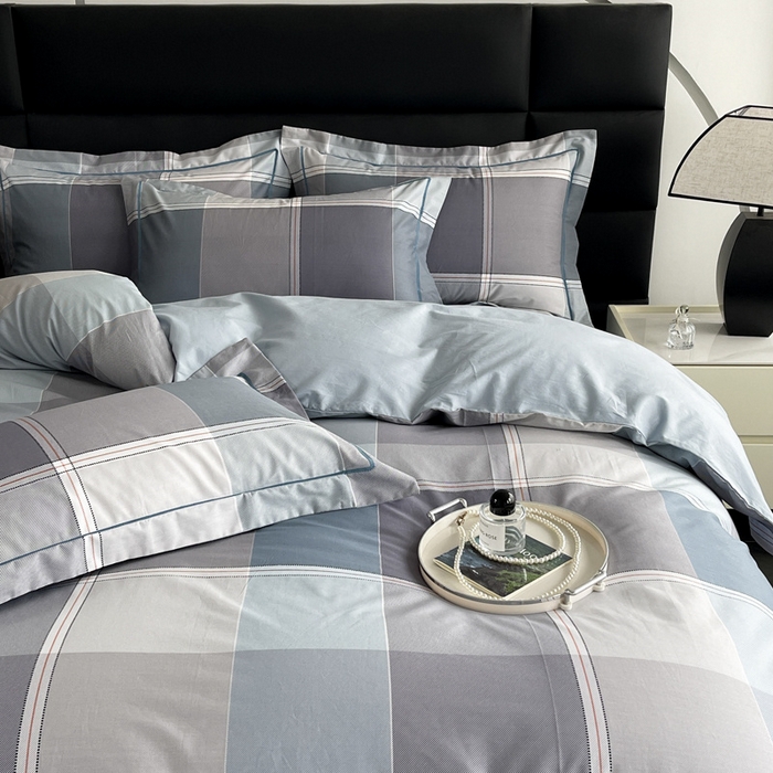 91家纺网 家纺一手货源 找家纺 7V 2024新款轻奢13376纯棉全棉喷气四件套 嘉宇格-蓝