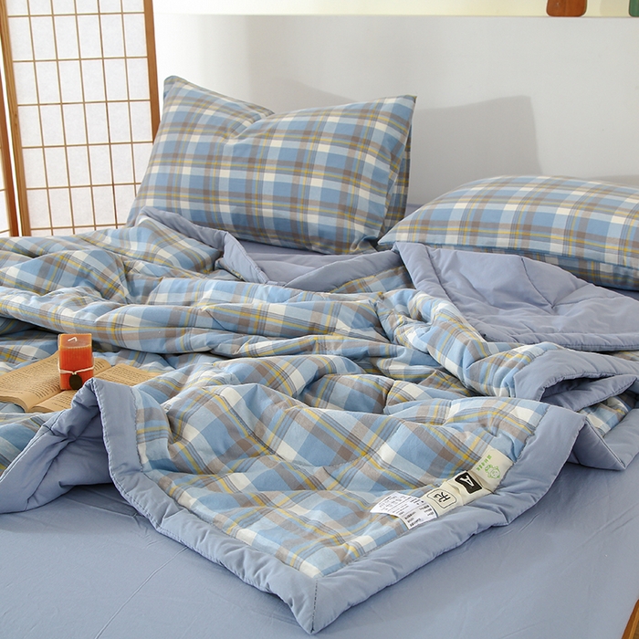 91家纺网 家纺一手货源 找家纺 迪乐妮家居 2024新款色织全棉夏被四件套 莫妮兰