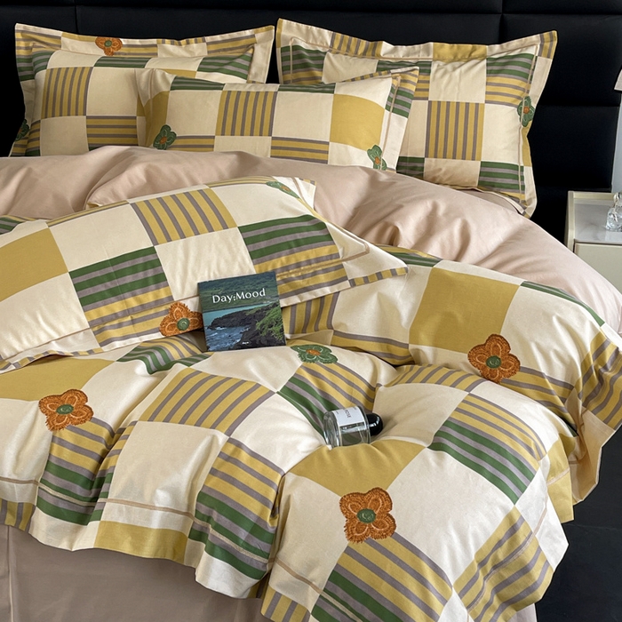 91家纺网 家纺一手货源 找家纺 7V 2024新款轻奢13376纯棉全棉喷气四件套 映彩