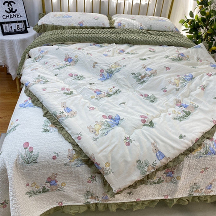 91家纺网 家纺一手货源 找家纺 暖居 2024新款豆豆被四件套 幸运兔