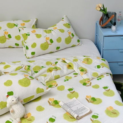 91家纺网 家纺一手货源 找家纺 （总）TT.one 塔塔家居 2025新款有氧泡泡棉云朵皱皱棉小花边夏被