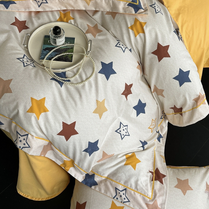 91家纺网 家纺一手货源 找家纺 7V 2024新款轻奢13376纯棉全棉喷气四件套 闪亮星空