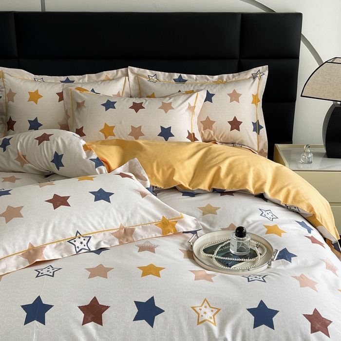 91家纺网 家纺一手货源 找家纺 7V 2024新款轻奢13376纯棉全棉喷气四件套 闪亮星空