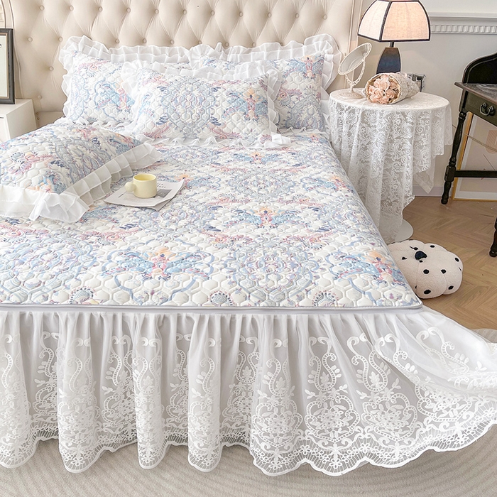 91家纺网 家纺一手货源 找家纺 虹星家纺 2024新款凉感丝印花可拆床裙套件-三件套 迷幻时空