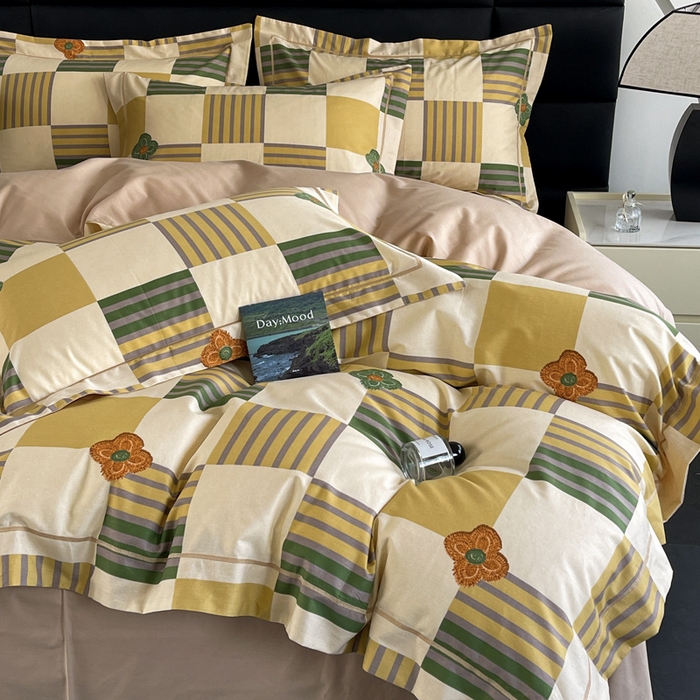 91家纺网 家纺一手货源 找家纺 7V 2024新款轻奢13376纯棉全棉喷气四件套 映彩