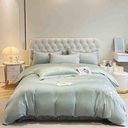 爱家 2024新款雪莲天丝四件套-郁金香 郁金香-奶油绿