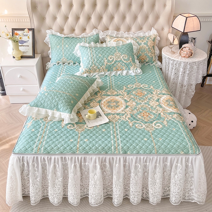 91家纺网 家纺一手货源 找家纺 虹星家纺 2024新款凉感丝印花可拆床裙套件-三件套 悠情假日