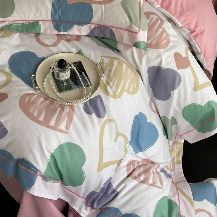 91家纺网 家纺一手货源 找家纺 7V 2024新款轻奢13376纯棉全棉喷气四件套 丝丝心动