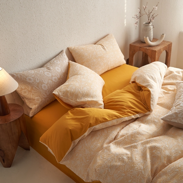 91家纺网 家纺一手货源 找家纺 （总）安莱生活 2024新款绾绾色织双层纱大提花基础款四件套