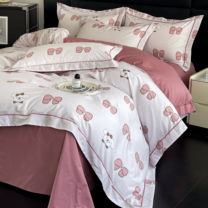 91家纺网 家纺一手货源 找家纺 7V 2024新款轻奢13376纯棉全棉喷气四件套 可爱萌宠