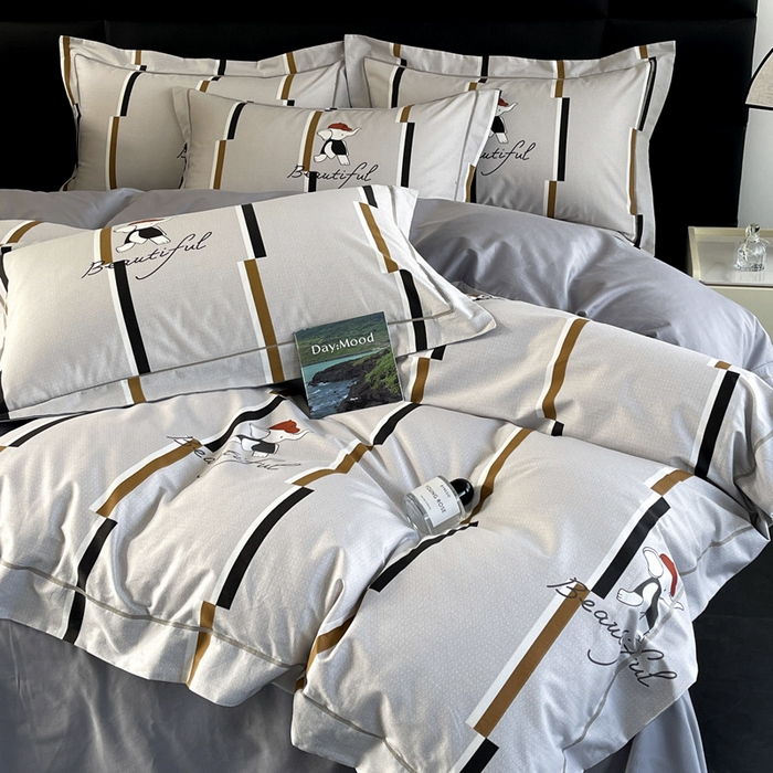 91家纺网 家纺一手货源 找家纺 7V 2024新款轻奢13376纯棉全棉喷气四件套 奔奔象