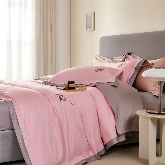 91家纺网 家纺一手货源 找家纺 LADY COCO 2024新款全棉翻盖式三边拉链四件套-东方好棉懒福系列 蔷薇粉