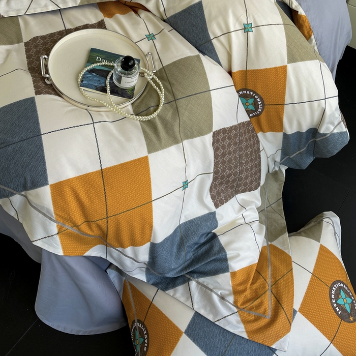 91家纺网 家纺一手货源 找家纺 7V 2024新款轻奢13376纯棉全棉喷气四件套 卡洛