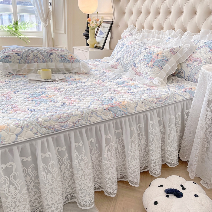 91家纺网 家纺一手货源 找家纺 虹星家纺 2024新款凉感丝印花可拆床裙套件-三件套 迷幻时空