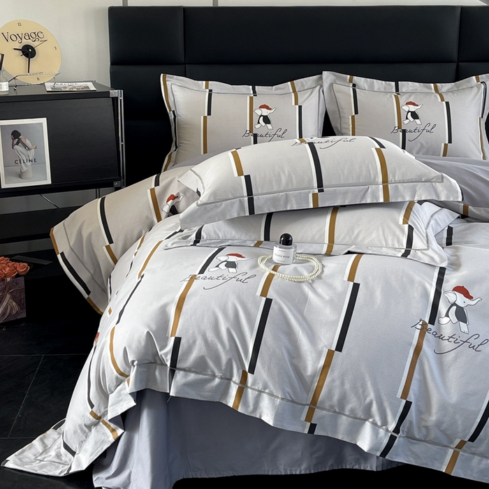 91家纺网 家纺一手货源 找家纺 7V 2024新款轻奢13376纯棉全棉喷气四件套 奔奔象