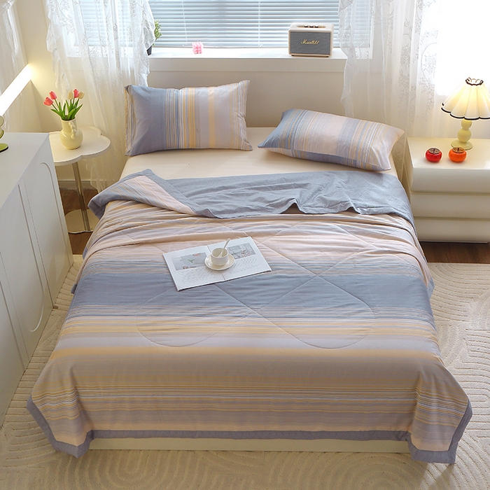 91家纺网 家纺一手货源 找家纺 金柚子2024新款全棉印花夏凉被 网络时代-灰