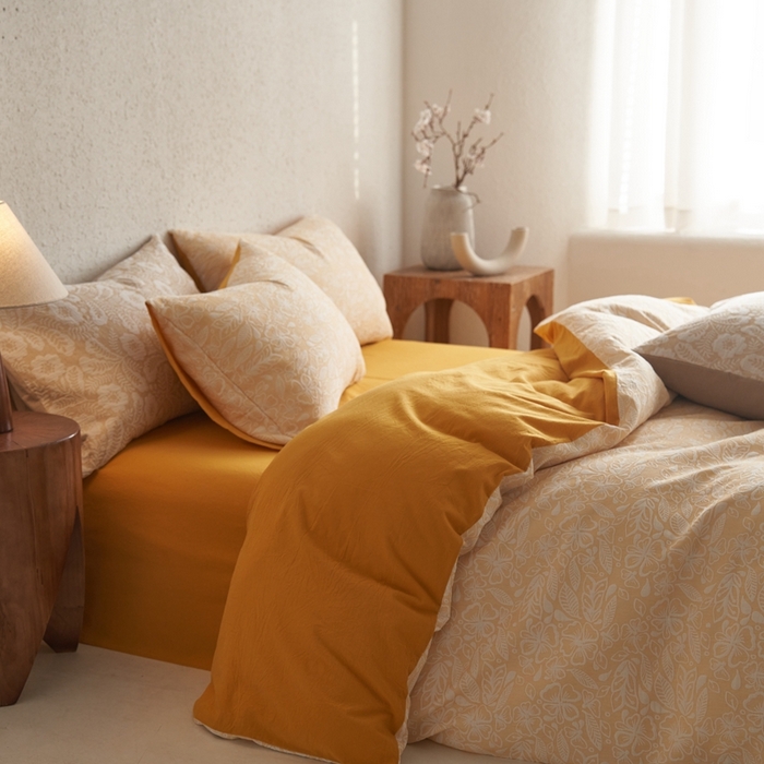 91家纺网 家纺一手货源 找家纺 （总）安莱生活 2024新款绾绾色织双层纱大提花基础款四件套