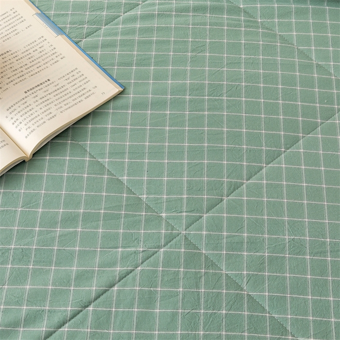 91家纺网 家纺一手货源 找家纺 21度C 2024新款A类全棉色织水洗棉棉花夏被 梵星蓝格