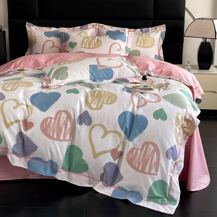 91家纺网 家纺一手货源 找家纺 7V 2024新款轻奢13376纯棉全棉喷气四件套 丝丝心动