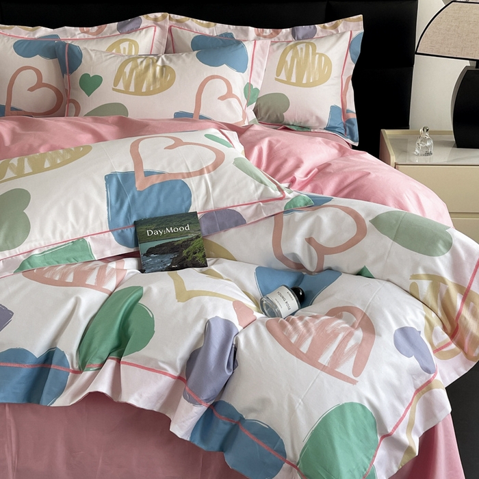 91家纺网 家纺一手货源 找家纺 7V 2024新款轻奢13376纯棉全棉喷气四件套 丝丝心动