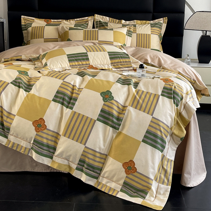 91家纺网 家纺一手货源 找家纺 7V 2024新款轻奢13376纯棉全棉喷气四件套 映彩