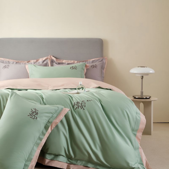 91家纺网 家纺一手货源 找家纺 LADY COCO 2024新款全棉翻盖式三边拉链四件套-东方好棉懒福系列 羽翠韵