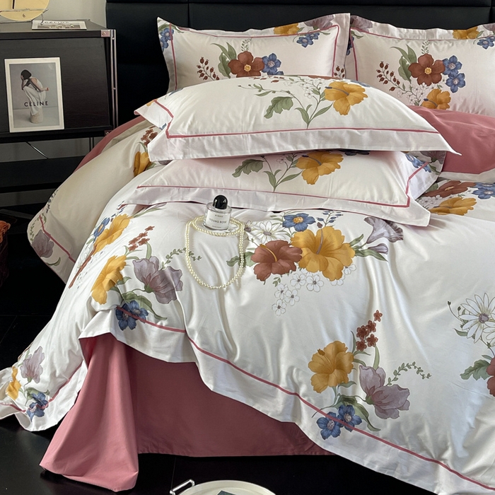 91家纺网 家纺一手货源 找家纺 7V 2024新款轻奢13376纯棉全棉喷气四件套 兰黛-米