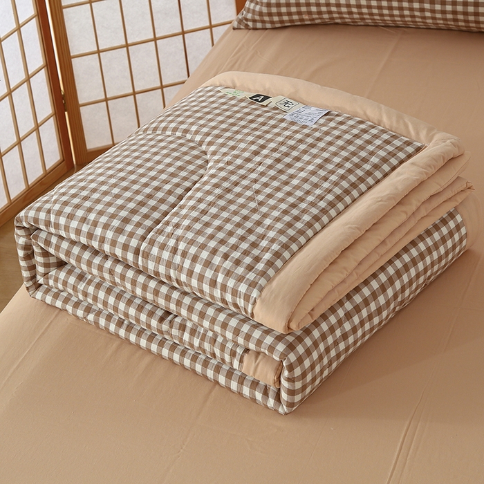 91家纺网 家纺一手货源 找家纺 迪乐妮家居 2024新款色织全棉夏被四件套 米小格