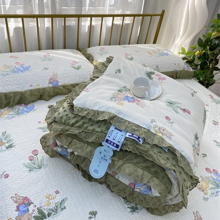 91家纺网 家纺一手货源 找家纺 暖居 2024新款豆豆被四件套 幸运兔