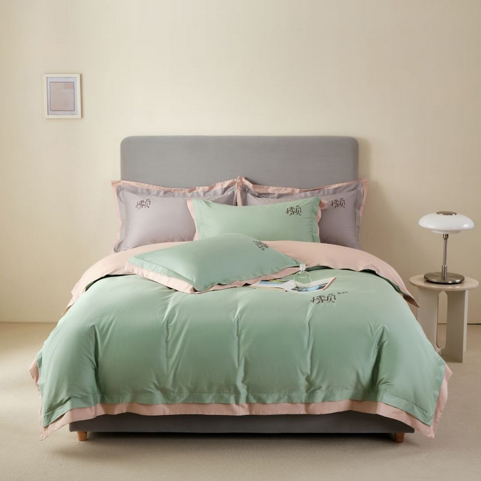 91家纺网 家纺一手货源 找家纺 LADY COCO 2024新款全棉翻盖式三边拉链四件套-东方好棉懒福系列 羽翠韵