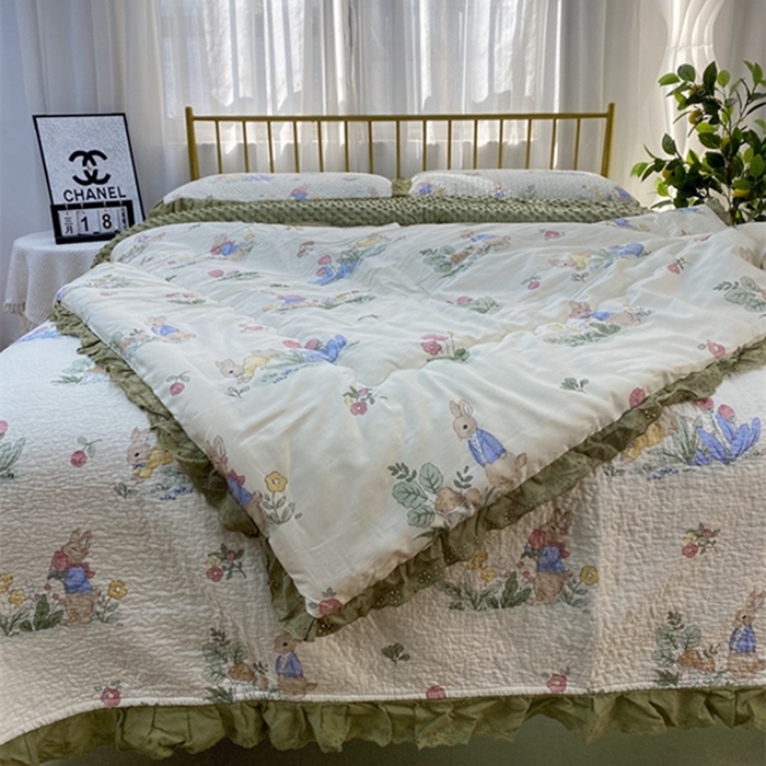 91家纺网 家纺一手货源 找家纺 暖居 2024新款豆豆被四件套 幸运兔